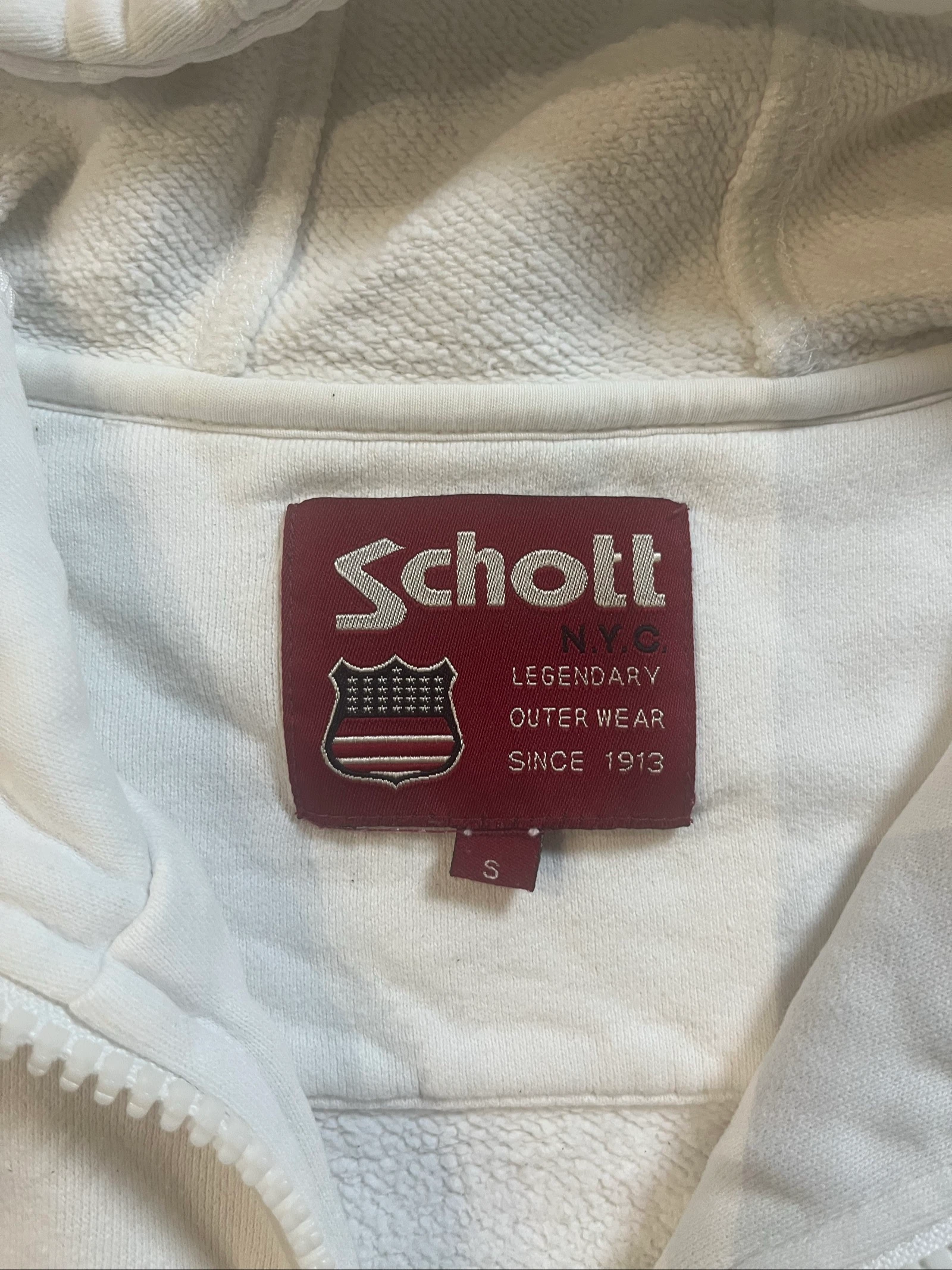 Sweatshirt com capuz branco vintage com zíper - Schott NYC - tamanho S - em ótimo estado – photo 2